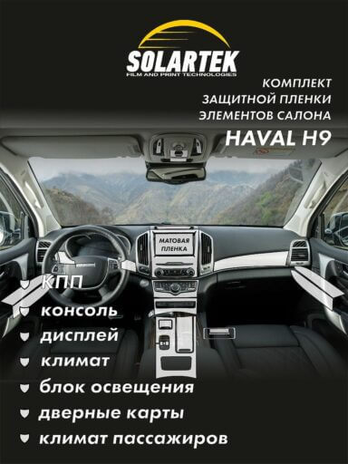 HAVAL H9 Комплект защитных пленок на дисплей, консоль, климат, блок освещения, дверные карты, климат пассажиров и кпп