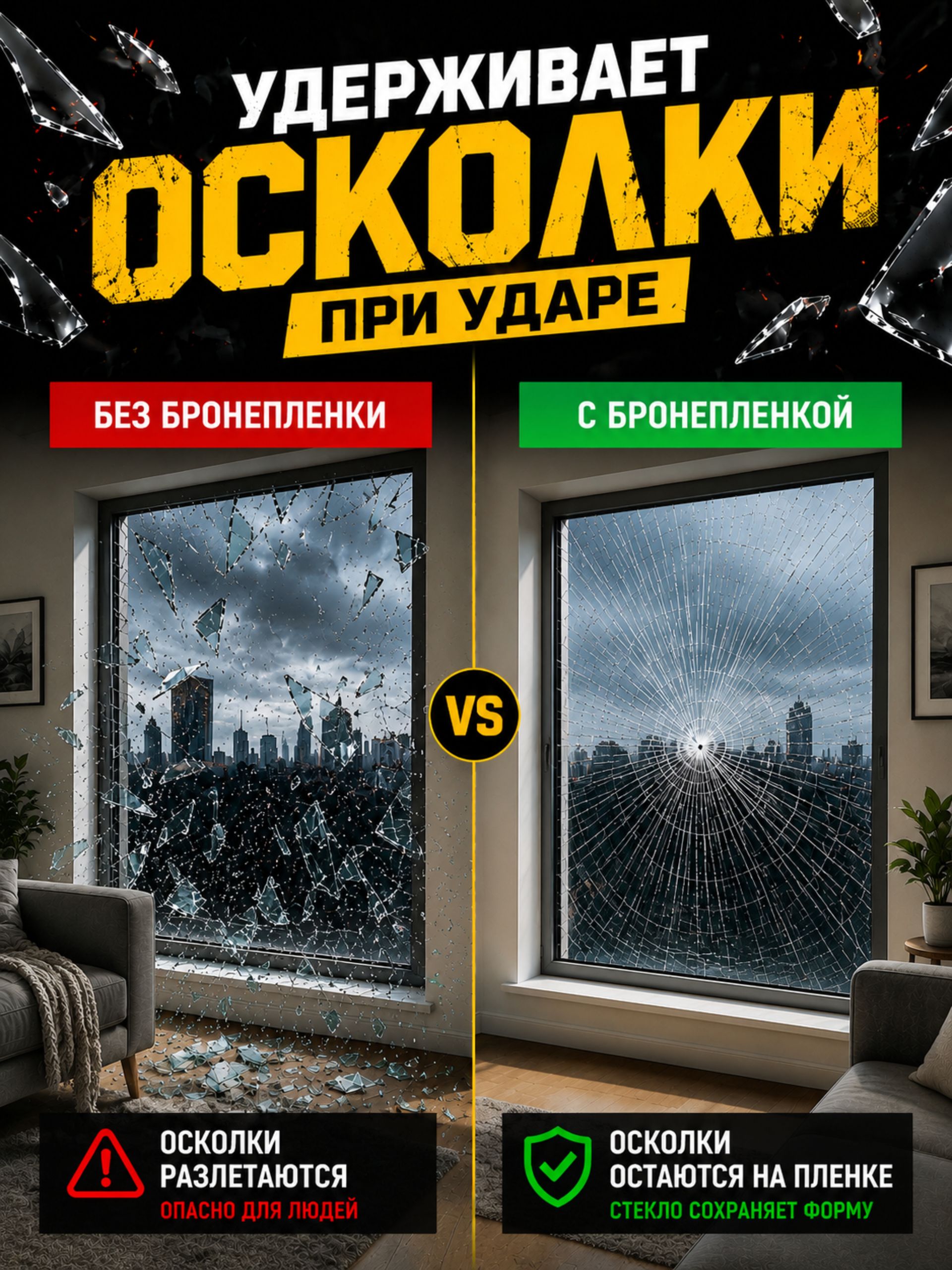Противоосколочная оконная плёнка 8 mil — фото 2